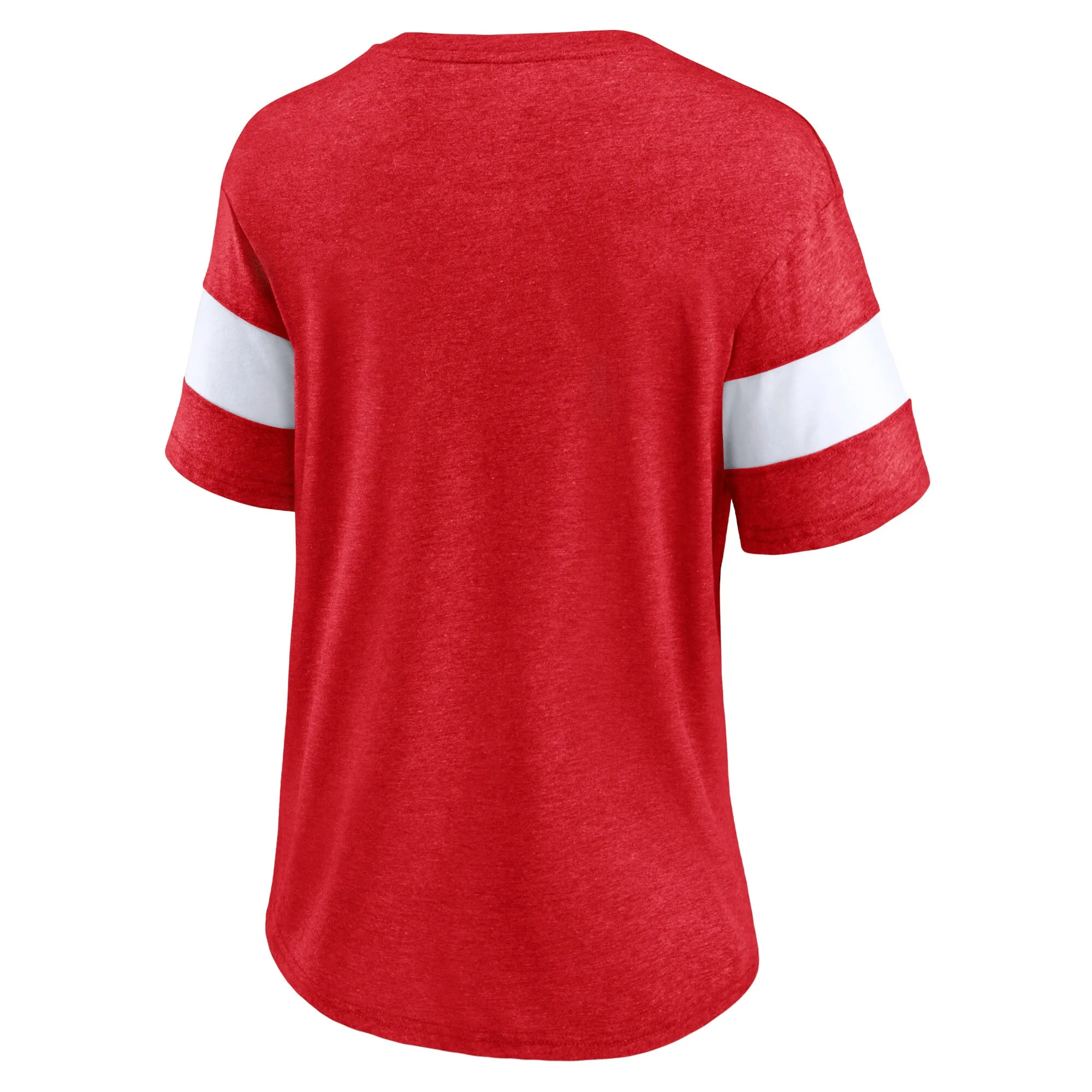 Women's Profile Heather Red Georgia Bulldogs Plus Size Arched City Sleeve Stripe V-Neck T-Shirt