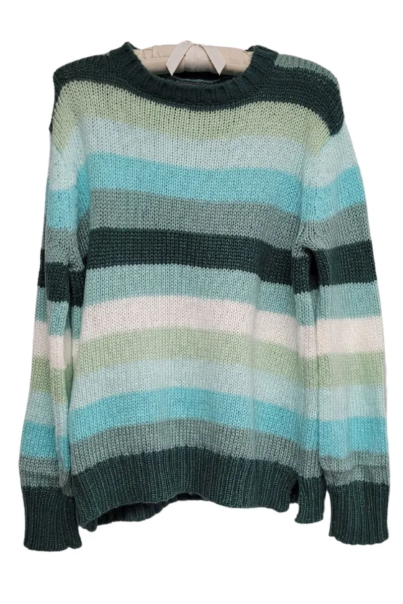 Wooden Ships Autumn Stripe Crew in Juniper Stripe