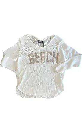 Wooden Ships - Beach Sweater V-Cotton Breaker White Khaki